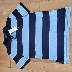 NWT Polo Ralph Lauren navy blue stripe polo Large (14-16)